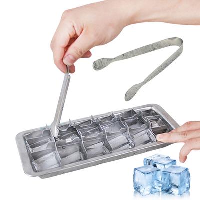 Stainless Steel Ice Cubes Tray 18-Slot Ice Cubes Maker with Easy Release Handle Ice Cubes Mold for Kitchen & Bar
