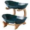 Nordic Creative Durable Plastic Fruit Plate With Wooden And Iron Stand Two Tier Three Tier Fruit Bowl For Living Room Modern Design