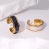 Anello Aperto Smaltato in Acciaio Titanio Europeo e Americano - Gioiello di Alta Gamma, Inalterabile, Design Irregolare.