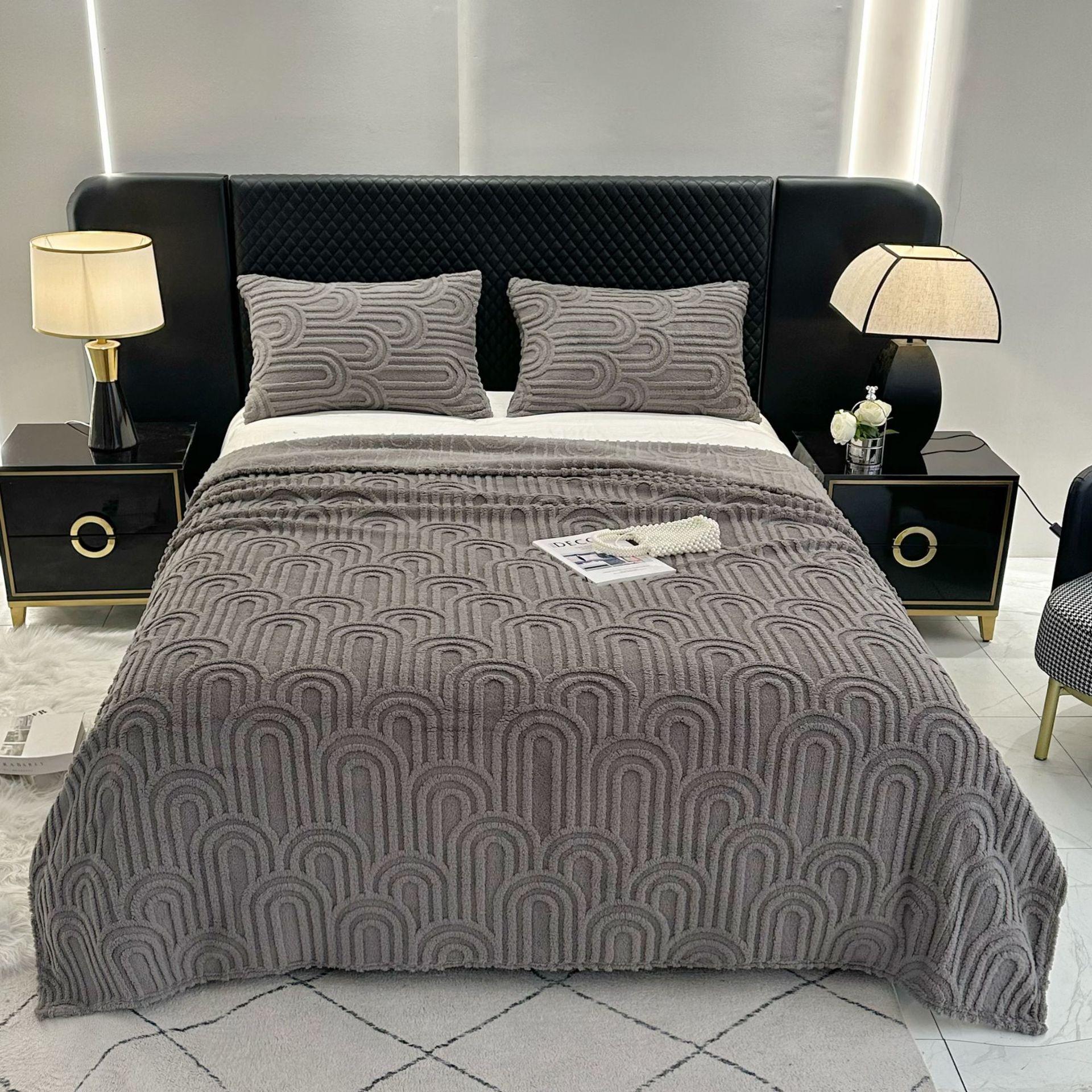 

Легкое роскошное высококлассное однослойное плиссированное флисовое одеяло Тафу Одеяло для сна Можно хранить Удобное и мягкое Покрывало для дивана 100X140cm темно-серого