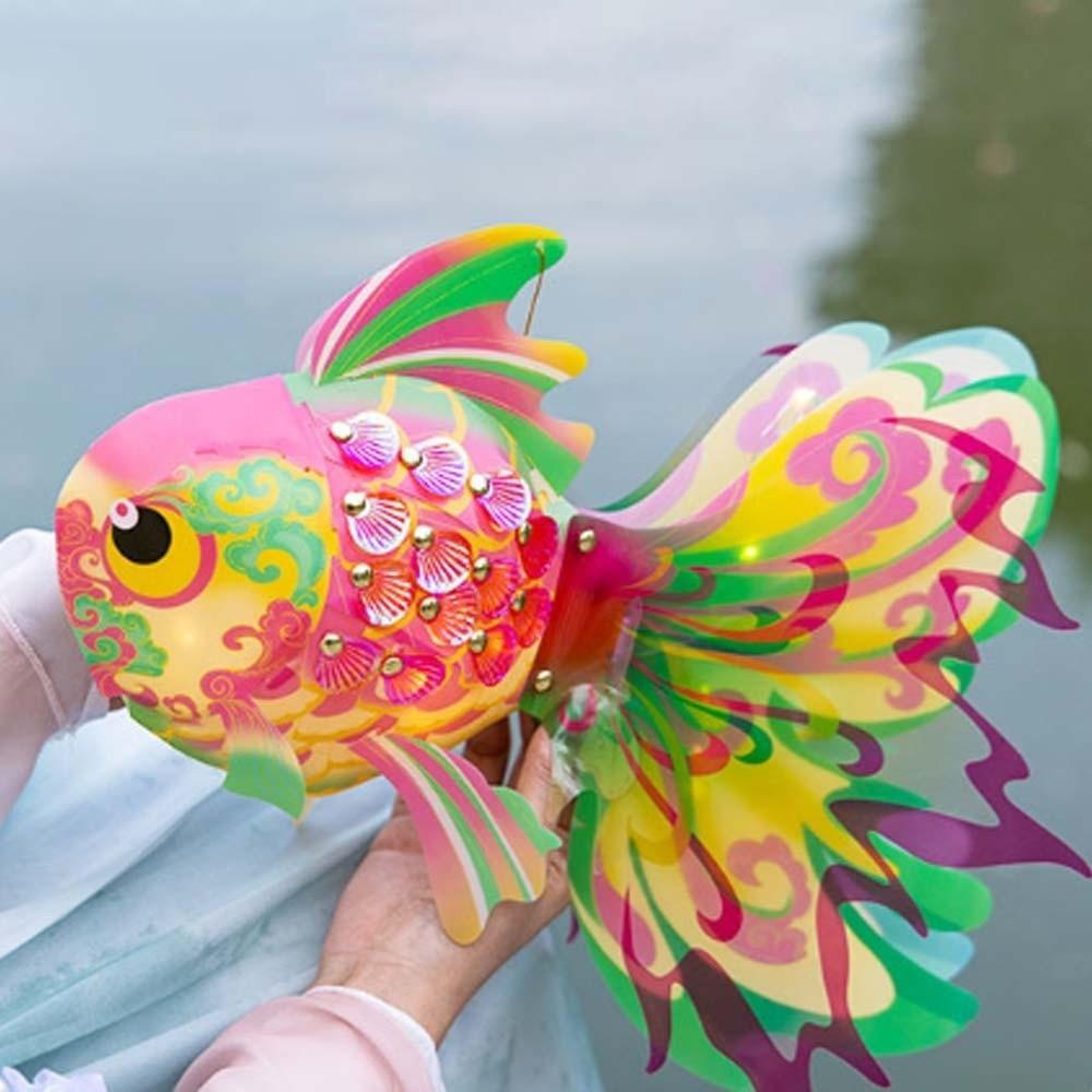 Handmade Goldfish Lantern DIY Traditional Mid Autumn Craft Paper Lamp Kit Autumn