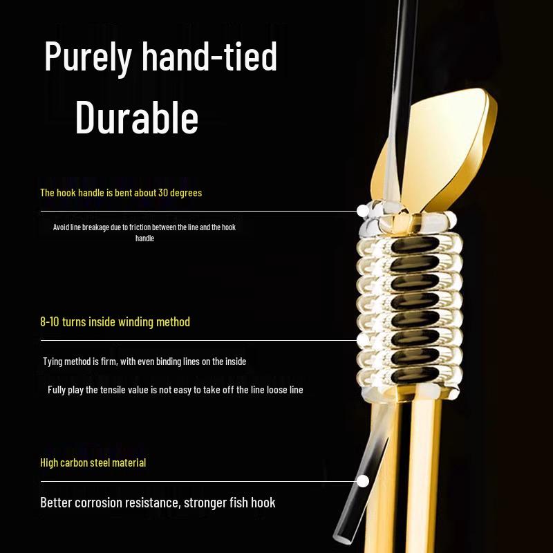 Short-Stem Double Fishing Hook, Barbed/Unbarbed, Gold Sleeve, Tied for Crucian Carp, Wild and Stream Use.