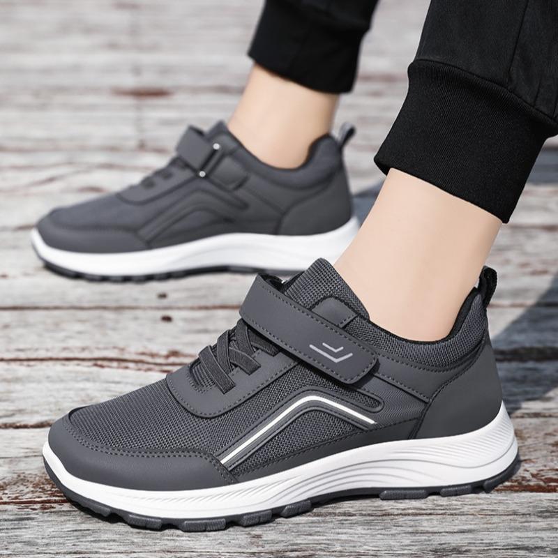Men Elderly Walking Shoes Hook And Loop Casual Athletic Sneakers