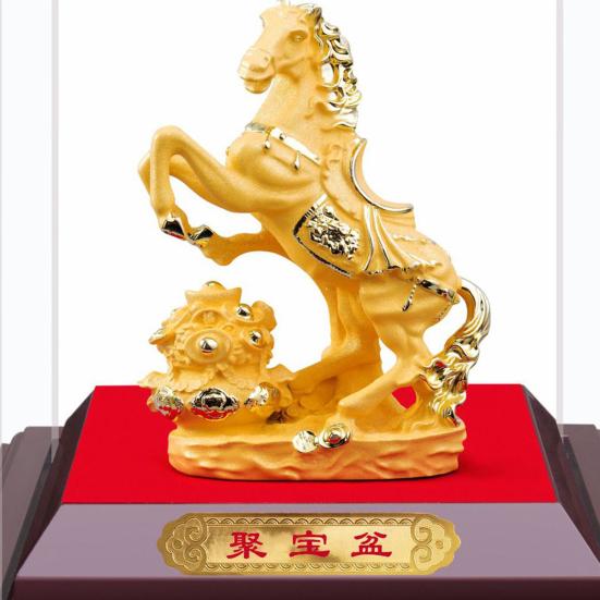 Yousheng Goldenes Pferd Figur Bringt Glück Reichtum Chinesischer Stil Pferdestatue Fengshui Dekoration Heim Büro Schreibtisch Ornament