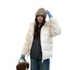 Huge good-looking down jacket women's white duck down small short removable large fur collar thin bread jacket