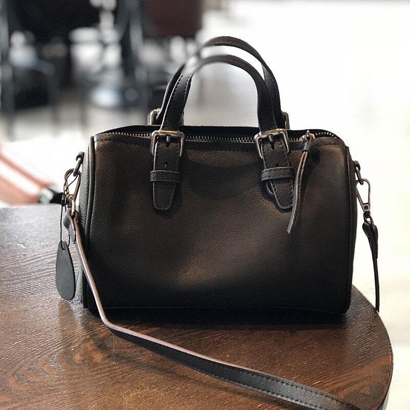 Johnature Vintage Handmade Women Bag First Layer Cow Leather Handbag Shoulder Bags Leisure Solid Color Messenger Bag