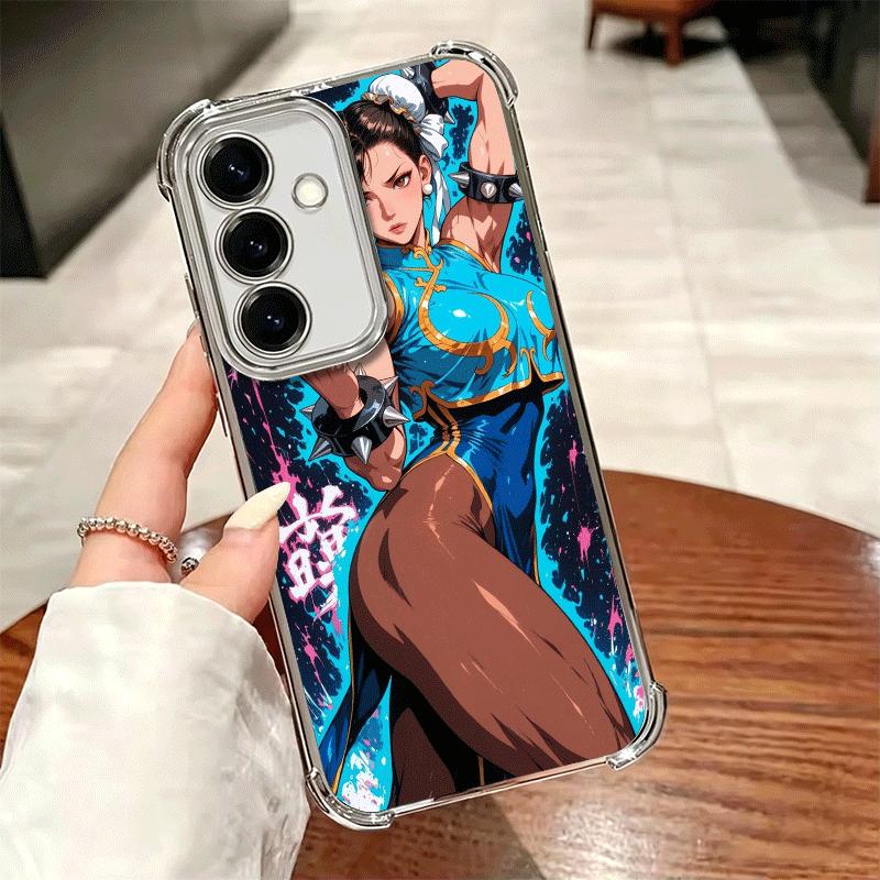 ChunLi S-Street F-FighterS Plating Phone Case For Samsung A17 A07 A37 A57 A16 A56 A15 A55 A14 A54 A13 A53 A26 A36 A25 A35 A24 A3