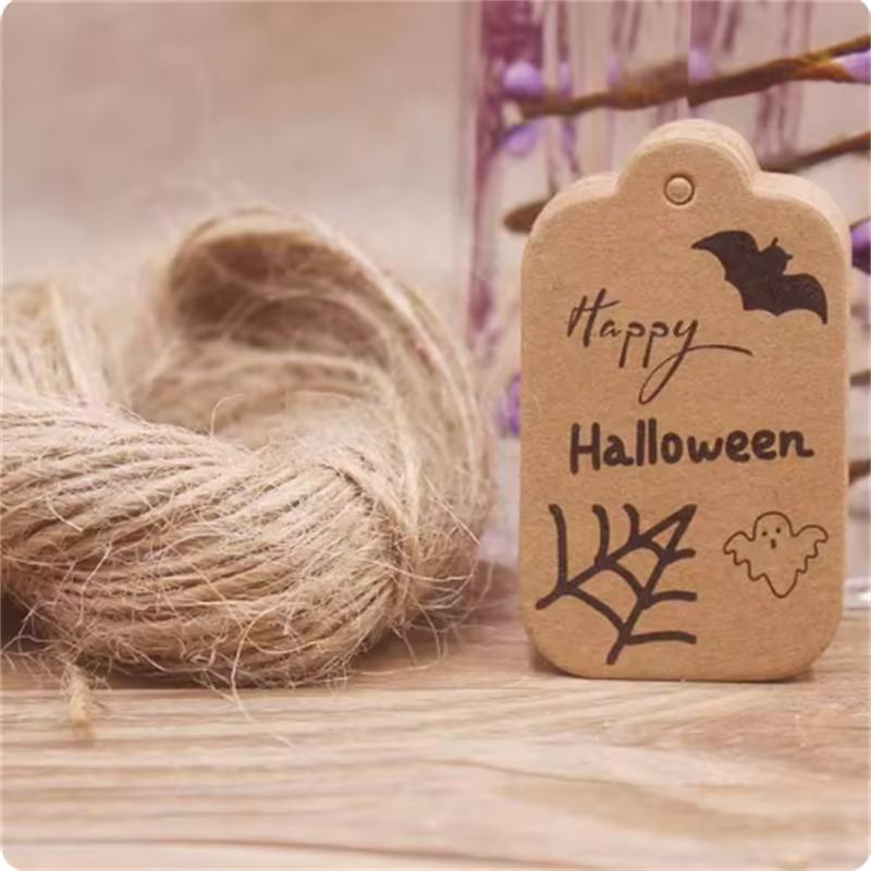 100PCS 20 meter rope cowhide gift label, thank you paper gift, New Year's Halloween label, party decoration