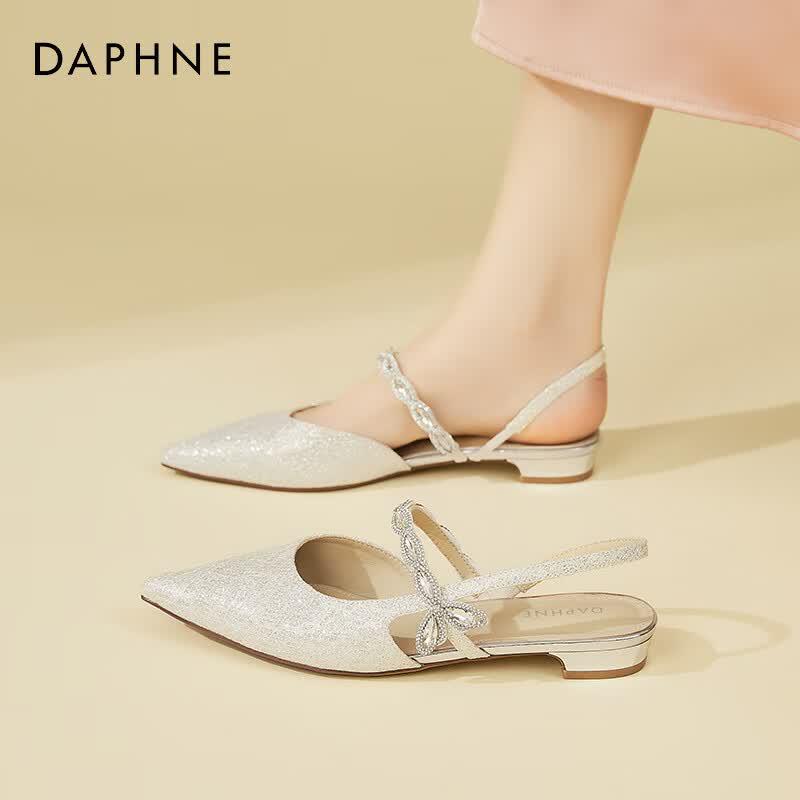 Daphne French Style Rhinestone Closed-Toe Sandals EU 36