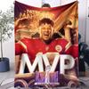 Patrick Mahomes MVP Super Bowl LVIII Small Cover Blanket Ultra Soft Warm Flannel Throw For Bedroom Living Room Sofa Fans Gift