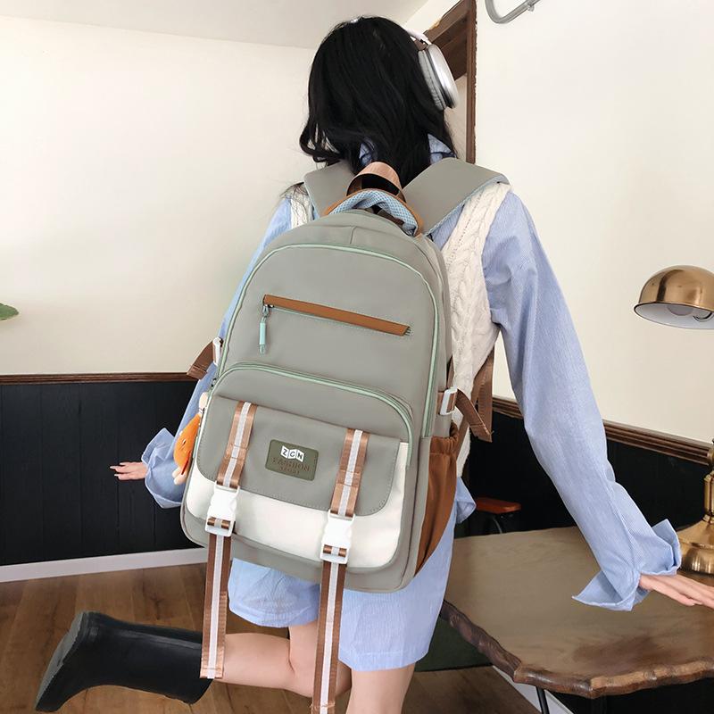 New large-capacity backpack, female college backpack, men's schoolbag, fashionable and versatile, campus style ins