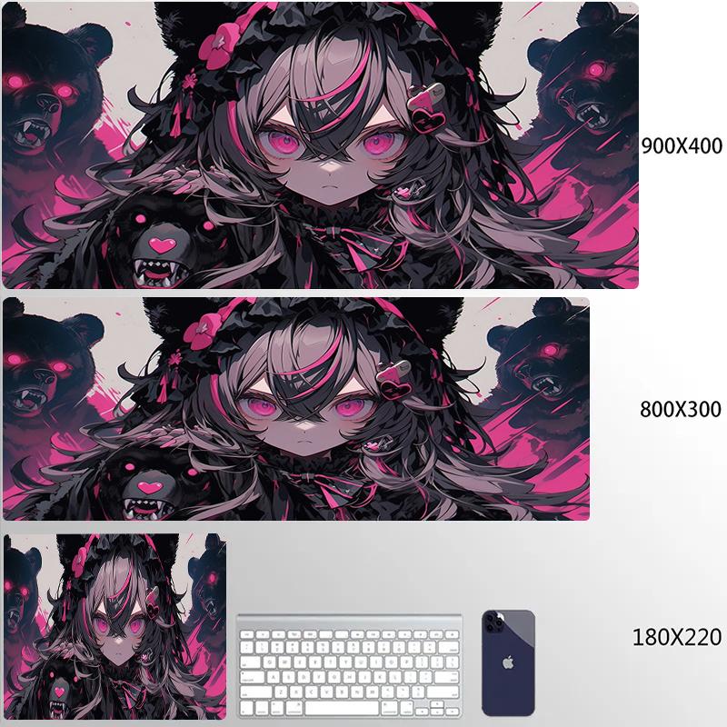 Large Gaming Mousepad Cute Anime Girls Locking Edge Keyboard Mouse Pad Gamer Non-Slip Computer Mouse Mat Kawaii Deskmat Carpet