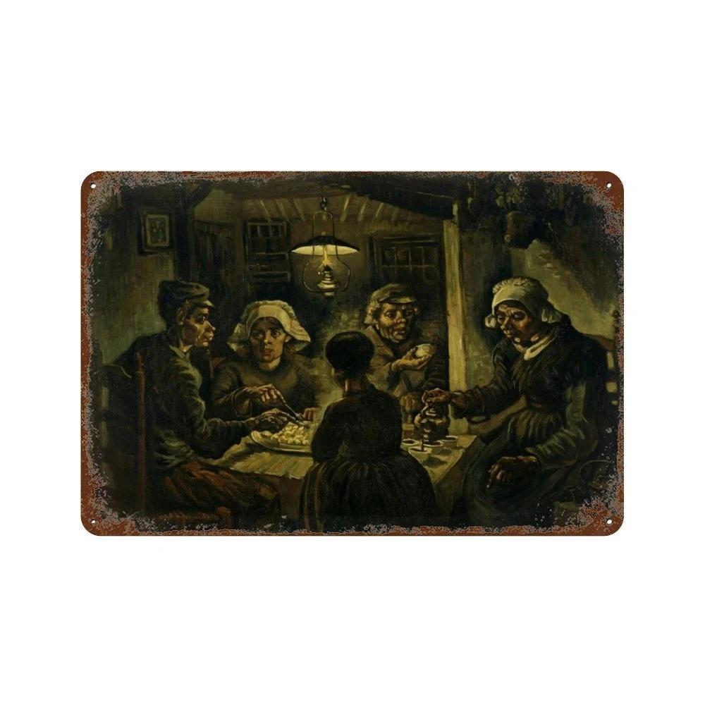 Affiche de Collection de Peintures à l'Huile Célèbres Vintage Décorative Van Gogh Plaque Métallique en Étain Pour Atelier Pièce de Maison Décoration Murale Artistique