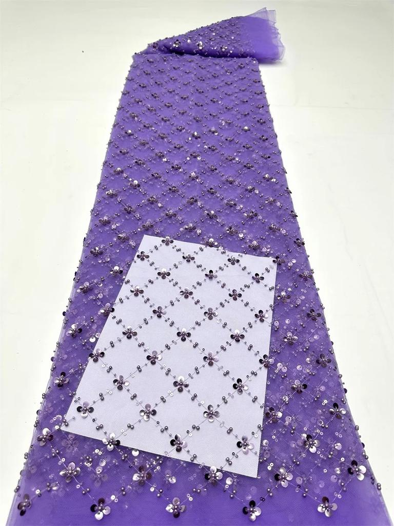 Gold African Tulle Lace Fabric 2025 French Net Sequins Fabric Sewing Embroidery With Beads Lace Tulle Mesh Nigeria Dress 5 Yards