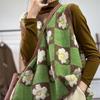 Vest for Women Cotton Autumn Winter Sleeveless Tops Vest Floral Pattern Knitted Vest Oversize Thickened Vest