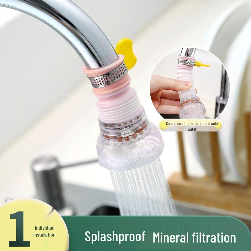 360° Rotating Kitchen Faucet Extender with Splash-Proof Shower Head and Water Filter