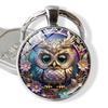 1pcs Owl Pattern Circular Alloy Keychain Pendant Metal Key Ring Backpack Charm Jewelry Car Key Chain Rings Decorative