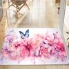 1 Pink Floral Pattern Rug - Machine Washable, Non-Slip, Soft and Comfortable Entryway Mat for Front Door, Bathroom, Living Room