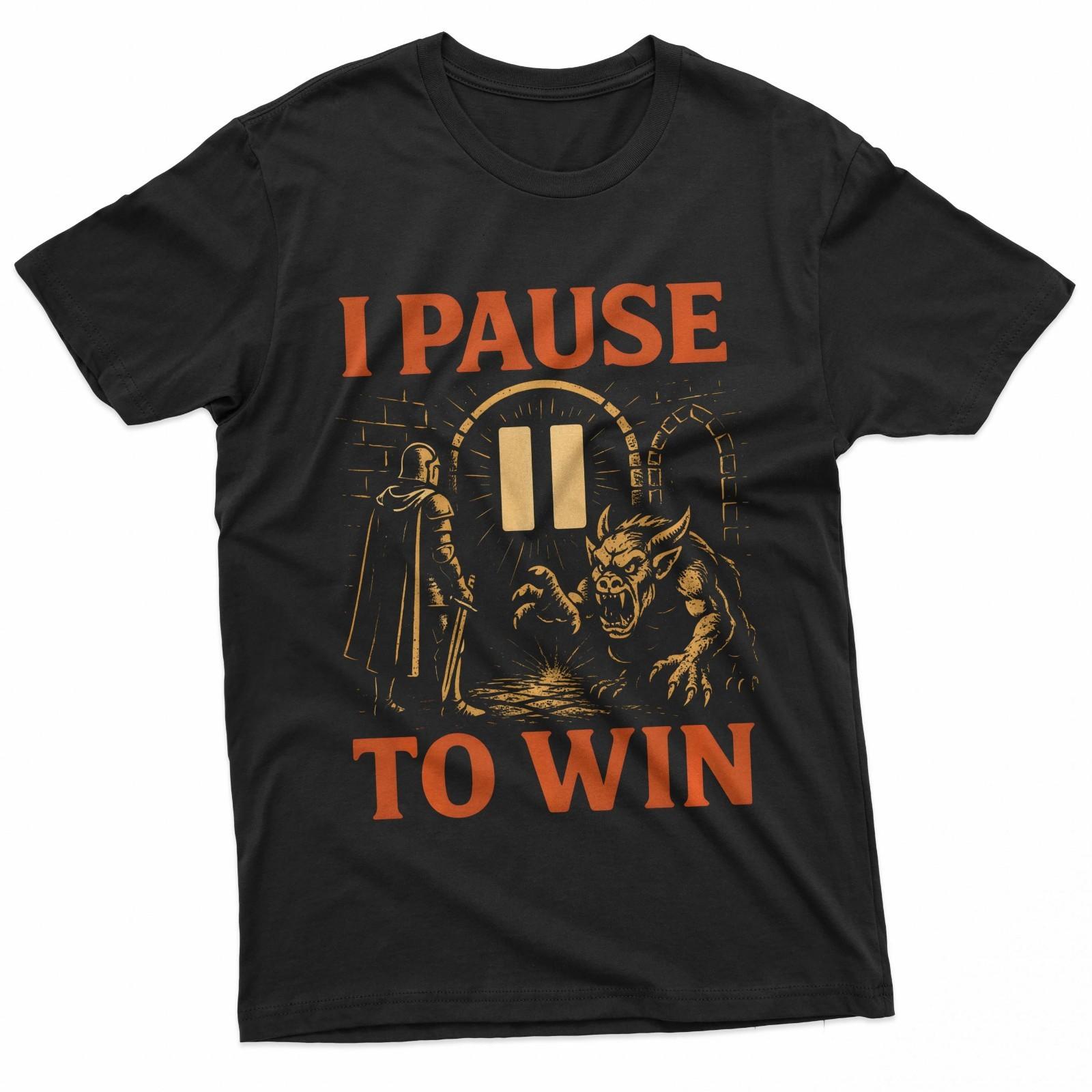 Gamer I Pause To Win Quote Rpg Fantasy Gaming Retro Game T-Shirt L