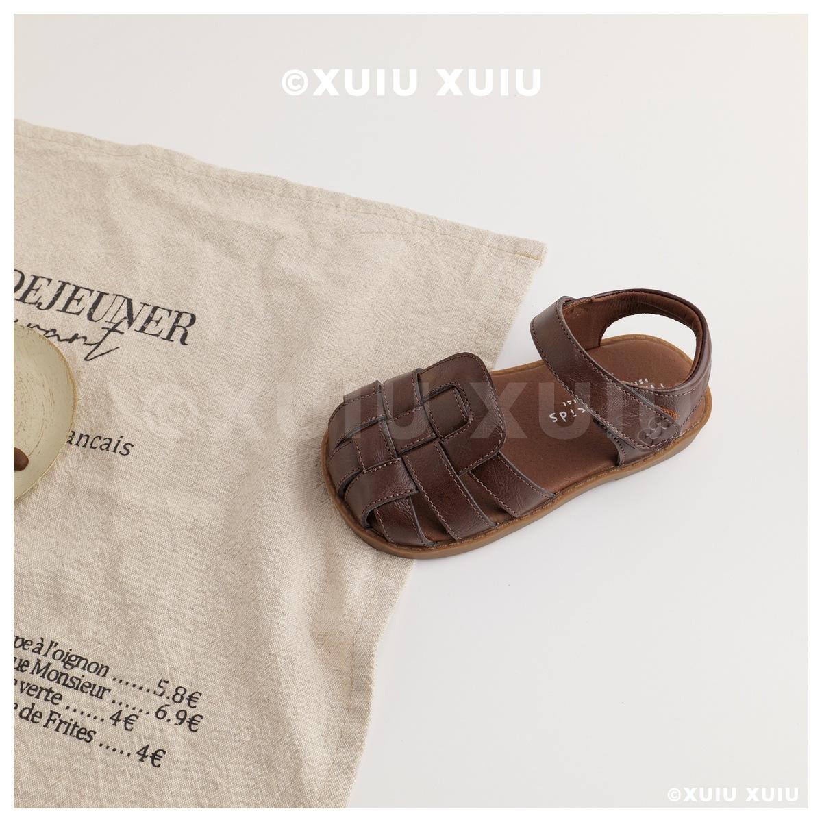 

XSHX Middle Ancient Rome woven baotou children s sandals girls retro [Wenzhou shoes] 20 кофейный
