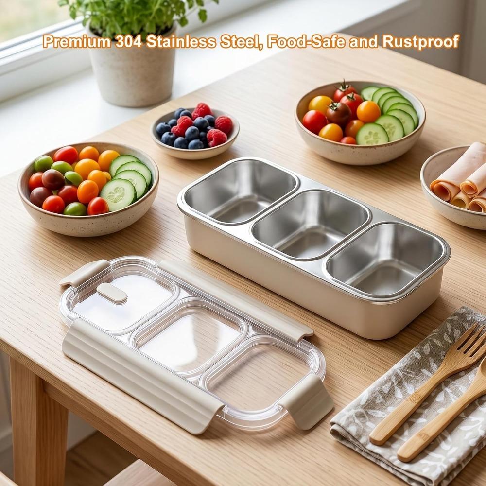 304 Stainless Steel Stainless Steel Lunch Box 25oz Metal Snack Box Travel