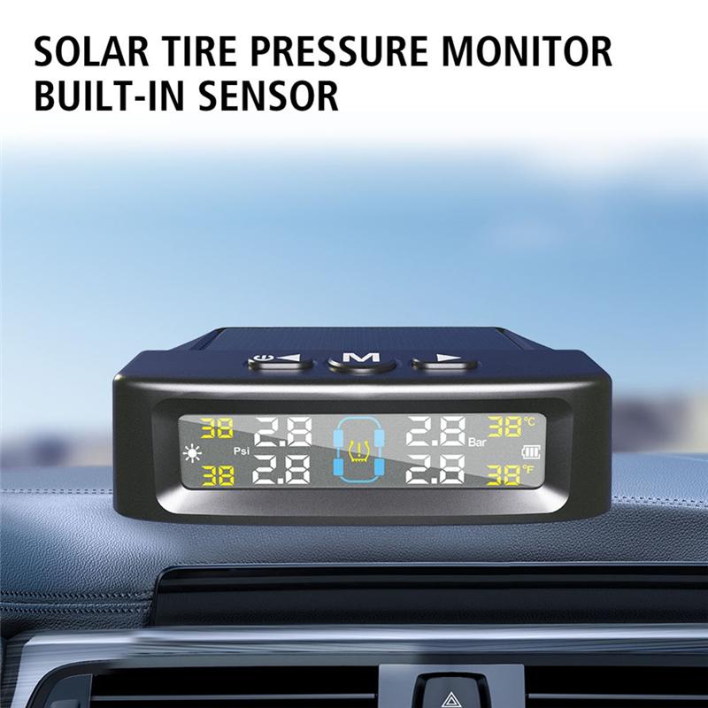 

Temperature Warning Fuel Save Tire Pressure Monitoring System Solar TPMS 4 External Sensors Car Tyre Pressure Monitor