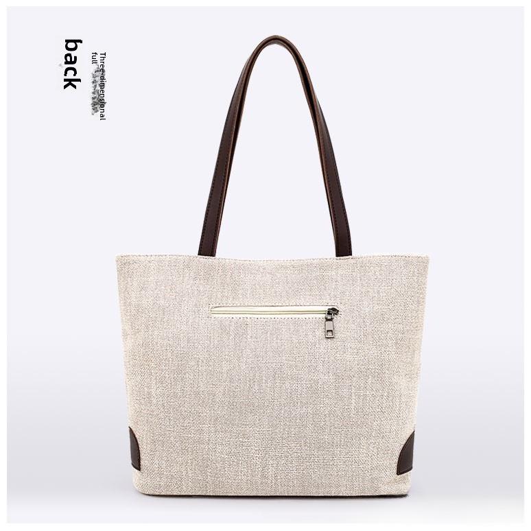 Versatile Literary Women's Large Capacity Linen Shoulder Bag for Leisure Travel