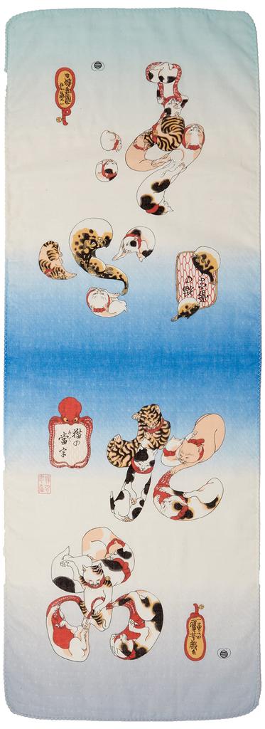Yamamoto Jin Japanese Kyoto Style Hand Double Gauze Hand Octopus and Pufferfish 32 X 89 Cm Store Goods, Accessories, Ukiyo-e Towel, Towel,