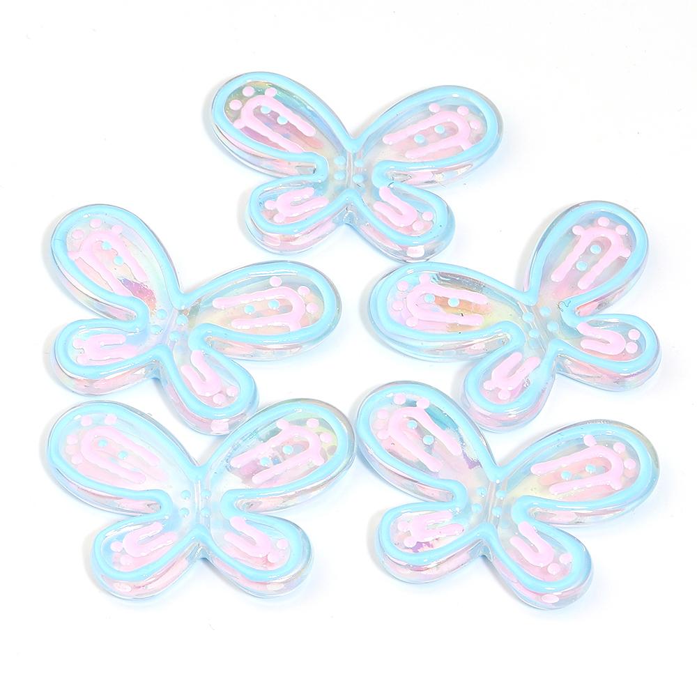 5pcs 46x32mm Butterfly Acrylic Beads Colorful Oil Dripping Loose Beads For Jewelry Making DIY Necklace Earrings Phone Key Chain