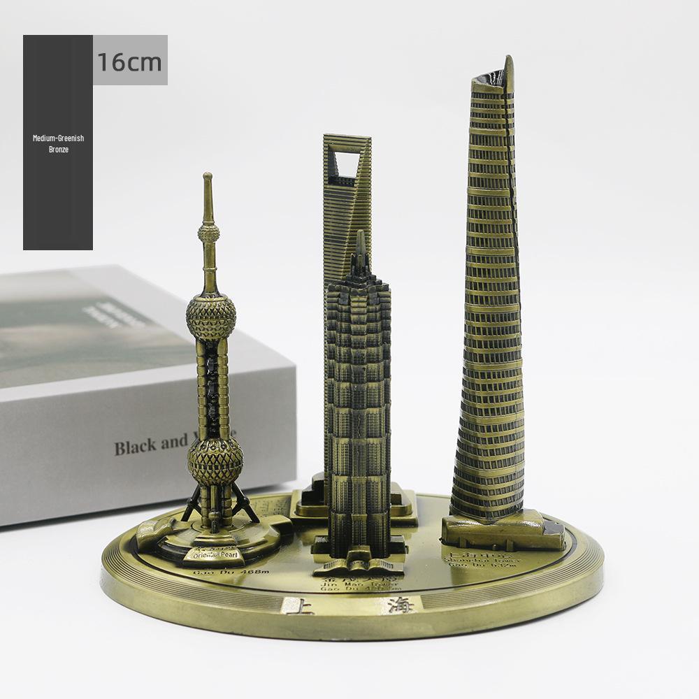 Shanghai Landmark Building Model: Oriental Pearl Tower, World Financial Center, Jin Mao Tower - Metal Creative Handicraft