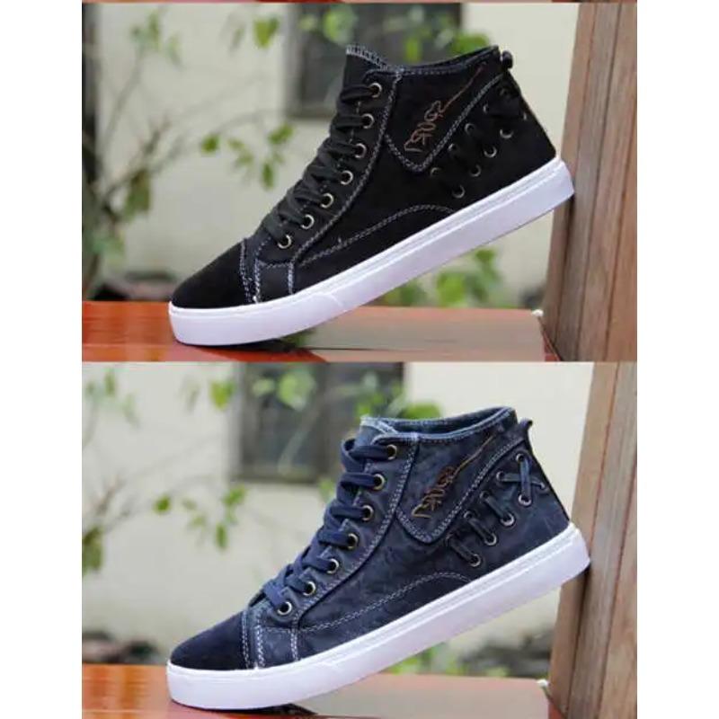 Men's Canvas Shoes Fashion Comfort Casual High-top Shoes for Men Designer Walking Flats Shoes Anti-slip Wear-resistant Sneaker