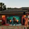 Spooky Zombie Garage Door Backdrop Blood Splatter Horror Scene Banner Outdoor Halloween Decor Haunted House Patio Wall Cover