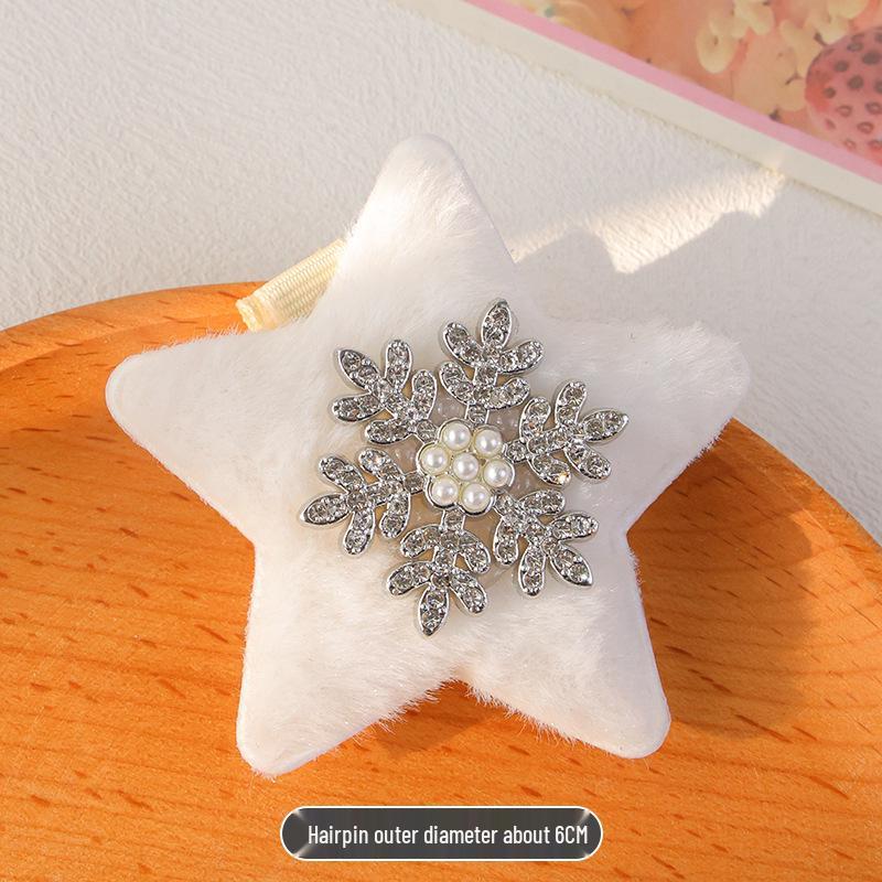 2025 Herbst/Winter Strass Schneeflocken Haarspange - Niedliche Damen BB Seiten Haarspange für Weihnachten