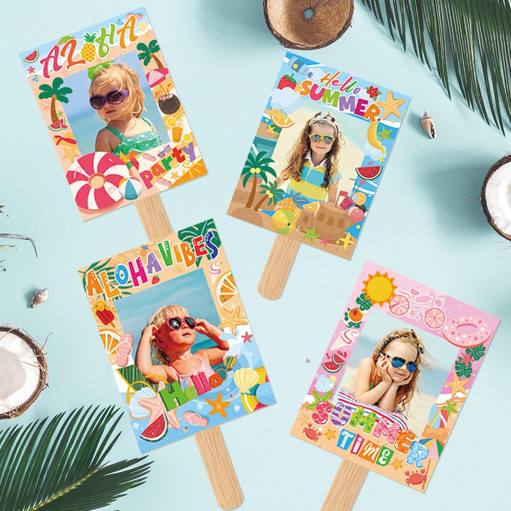 Hawaii Themed Summer Cartoon Pattern Hand Frame Party Decoration Props Photo