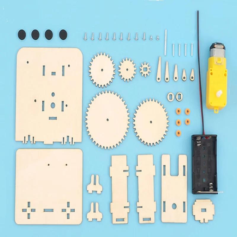 DIY 3D Wooden Mechanical Gear Puzzle Electric-Powered Laser-Cut STEM Science Fun Kids Assembly Educational Building Gift Toy