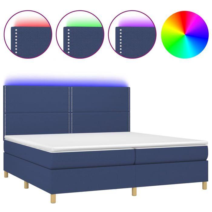 VidaXL Sommier à Lattes de Lit avec Matelas et LED, Lit Rembourré avec Tête de Lit, Lit Double, Lit Adulte de Chambre, 3135387