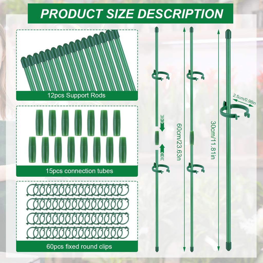 30Pcs Adjustable Plant Support Indoor Plant Sticks Support with Clips & Connectors Aquatic Plant Support for Indoor Plants