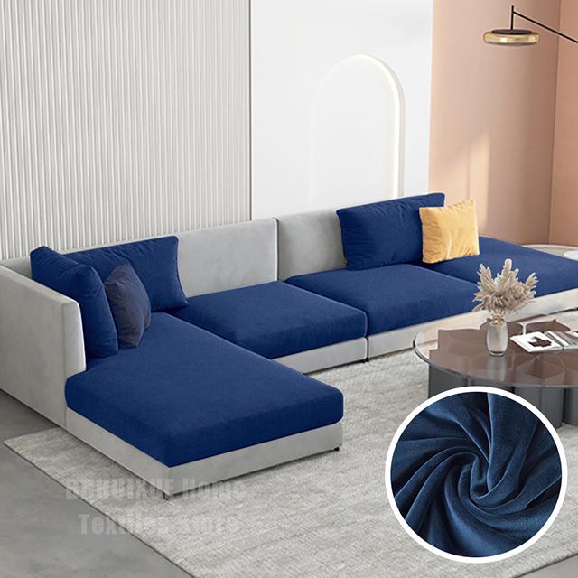 Samt Elastische Sofa Sitzkissenbezüge Für Wohnzimmer Möbel Schutz Abnehmbar L Form Eck Sessel Sofa Bezüge Polster Normal Size (S)-1pc