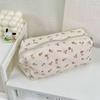 Sevimli Çiçekli Pamuklu Kalemlik - Pastoral Tarz Kırtasiye & Makyaj Çantası
