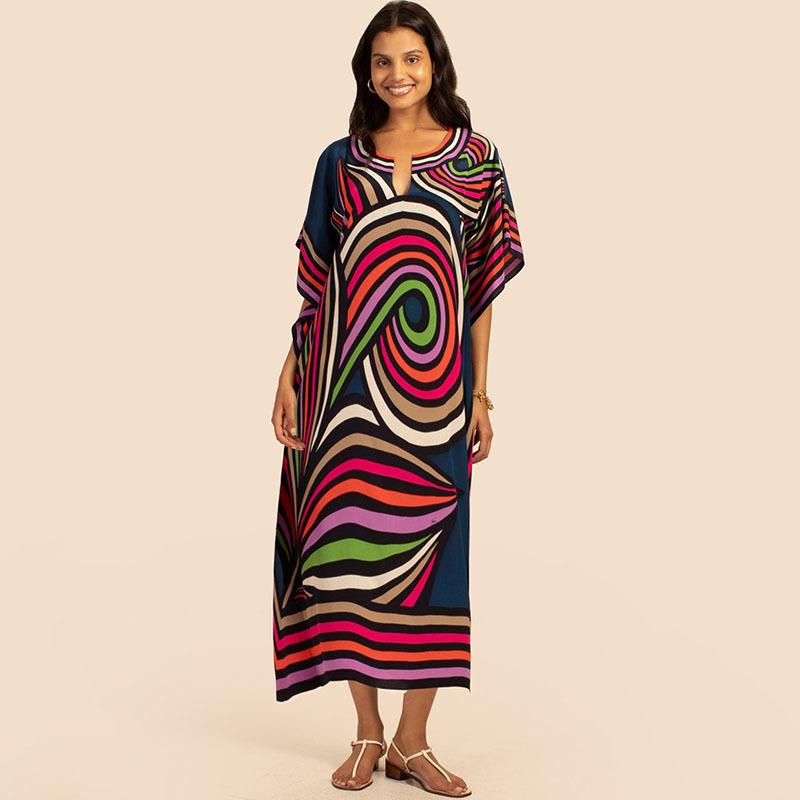 Letnia Damska Plus Size Drukowana Narzutka Plażowa Sukienki Codzienne Wakacyjne Sukienki Narzutka Bikini