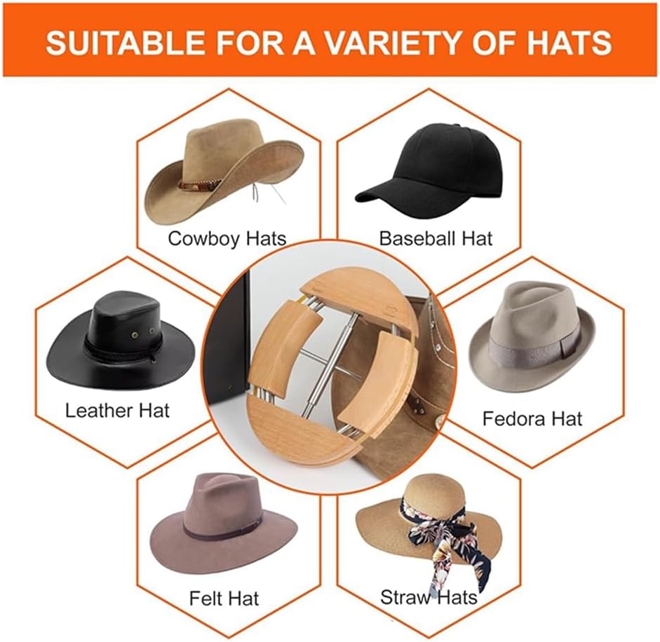 Wooden Multi Directional CAP Support Hat Shaper Brown Suitable for Cowboy Hat Baseball Cap and Cap