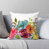 Bright Flowers Summer Peonies Square Pillowcase Polyester Linen Velvet Printed Zip Decorative Pillow Case Home Cushion Cover