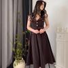 2025 Summer Women's Sleeveless Solid Color Belted Evening Dress