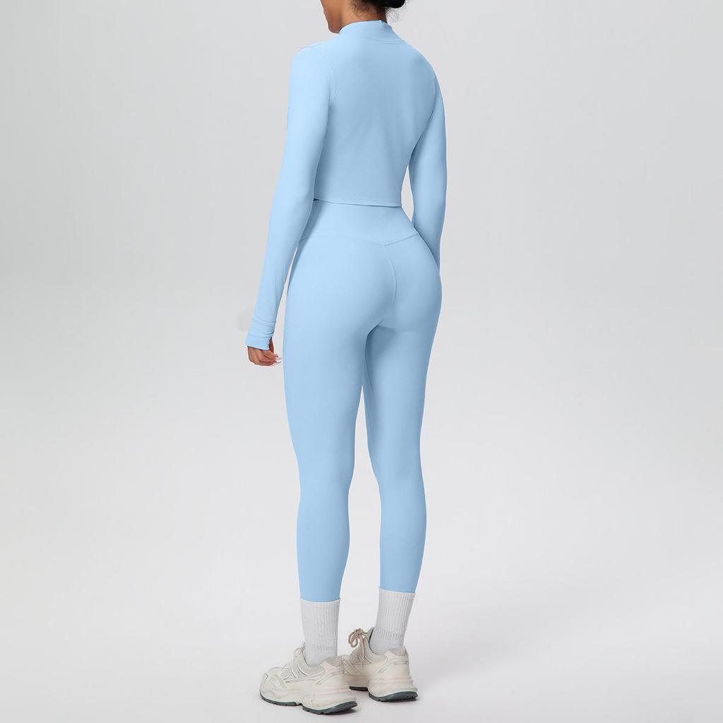 Cross-Border Halter Backless Sports Bra & High-Waisted Zipper Jacket Yoga Set
