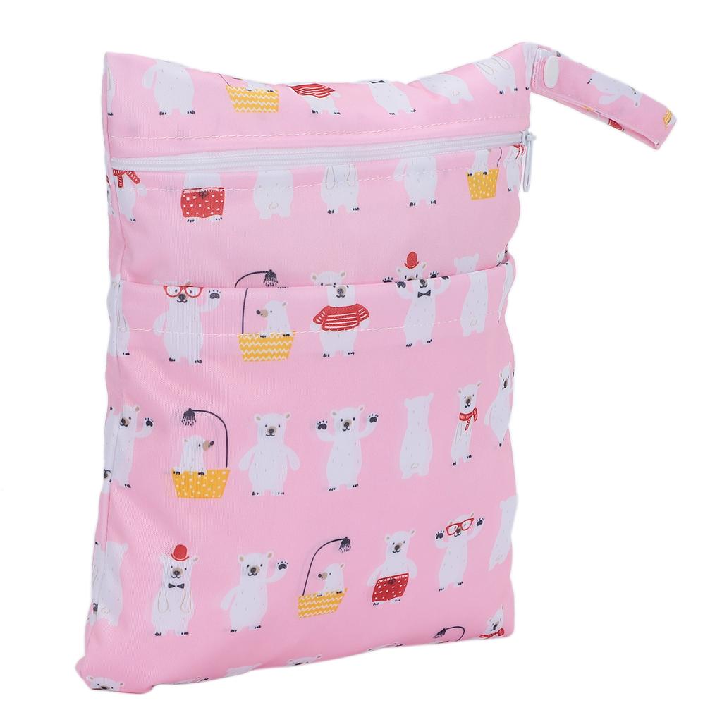 Double Zippers Wet Dry Diaper Bag Cute Pattern Travel Portable Diaper Nappy Storage Bag#4