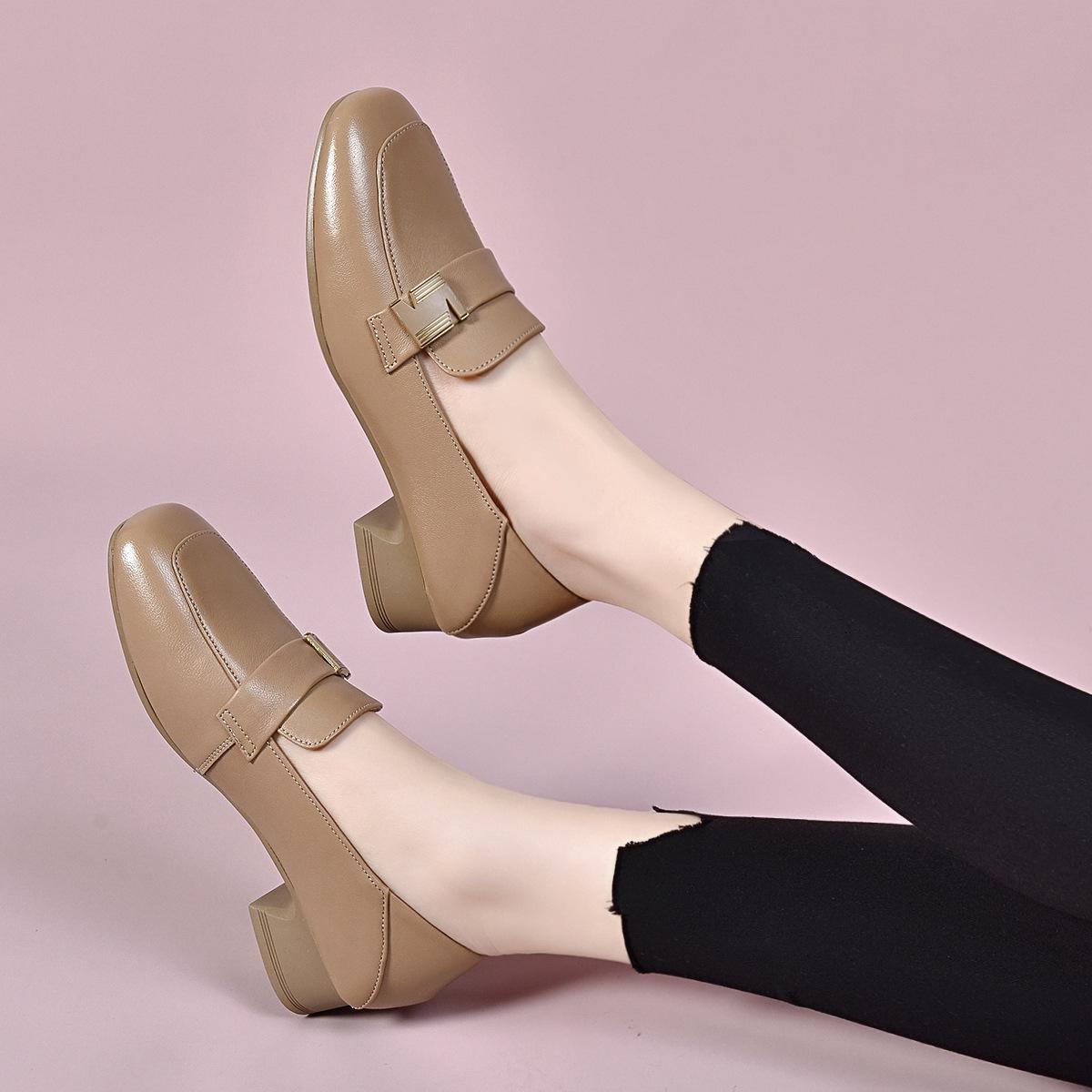 

Весенние женские лоферы из овчины с квадратным носком - Слипоны, с низким вырезом, на низком каблуке, Эксклюзивно для физического магазина 39 хаки