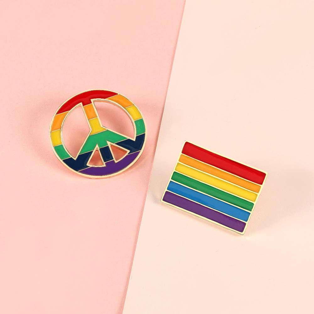 Creative Six-Color Rainbow Bridge Brooch & Enamel Pin Badge for Denim Bags