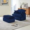 Compressed Cloud Sofa Chair with Ottoman, Convertible Chair Made of Cuddly-Soft Corduroy Fabric for Small Rooms, Living Room & Student Apartment