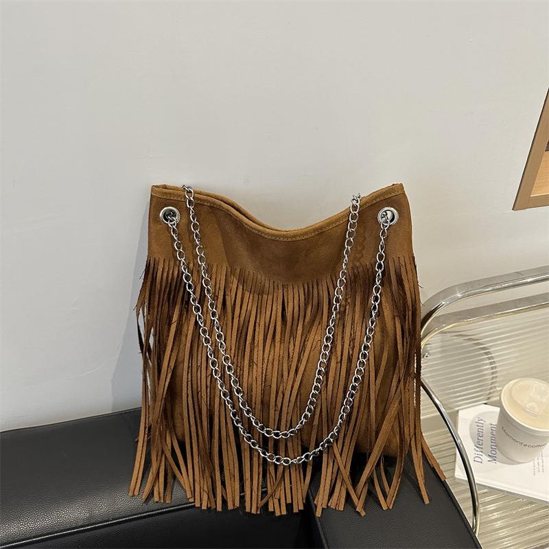 Autumn new simple and fashionable shoulder bag fringed messenger bag bag retro fashionable underarm tote bag