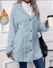 2026 Women's Solid Color Plush Hooded Sweatshirt with Diamond Pattern Design